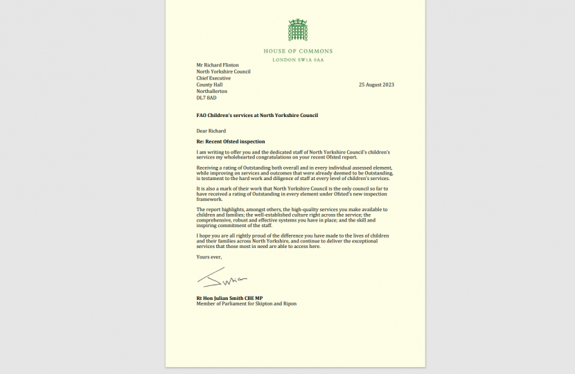 Letter from Julian to Richard Flinton, Chief Executive of North Yorkshire Council