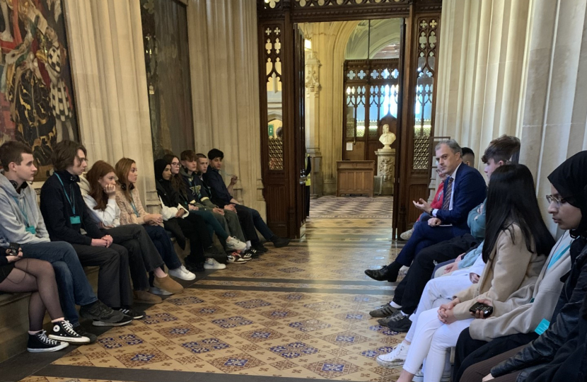 Julian meeting students from South Craven School in Parliament 