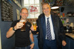 Julian meeting Adam Davies at The Beer Engine, Skipton
