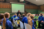 Julian meeting pupils from Kildwick CE Primary School