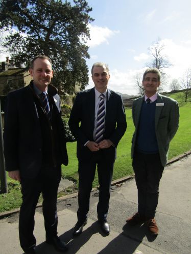 Julian at Giggleswick school with the Headmaster and Bursar