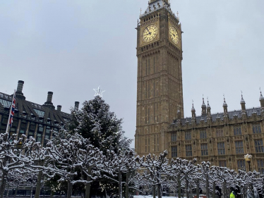 Houses of Parliament in the snow